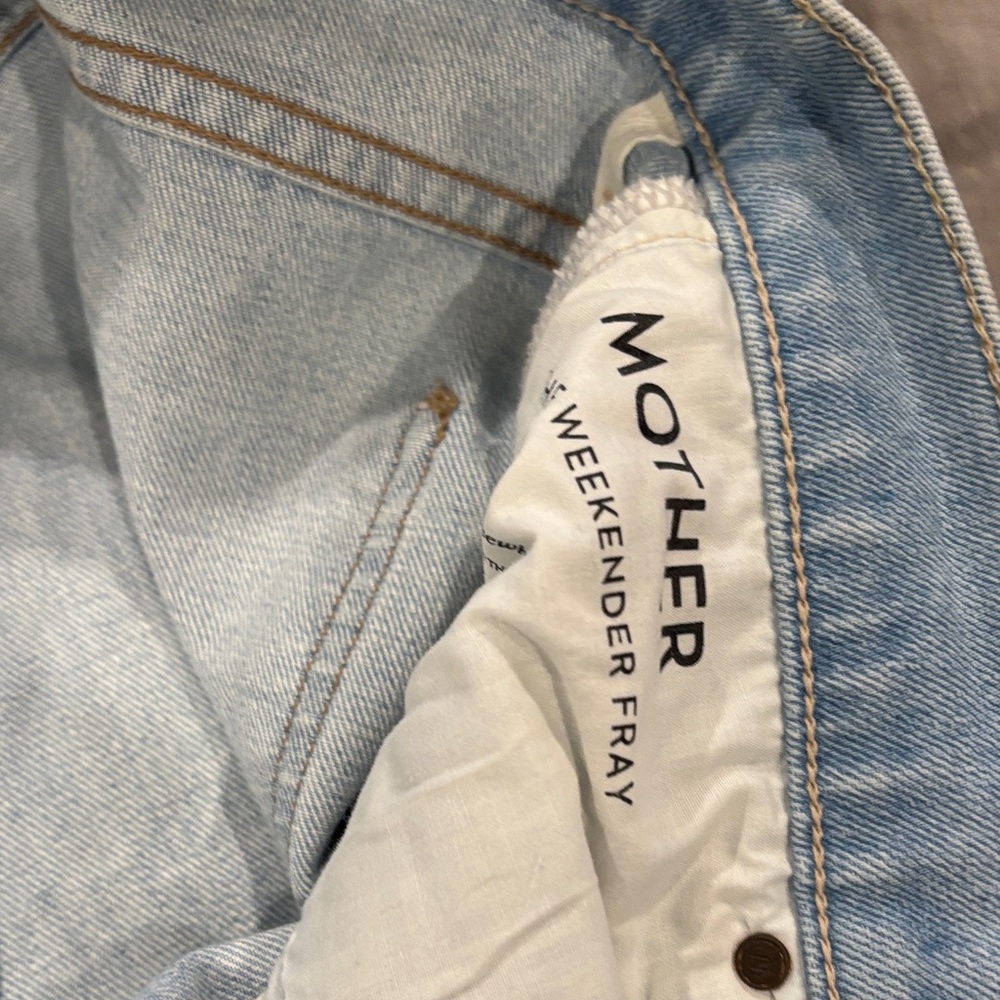 MOTHER Light Blue Denim with Frayed Hem
